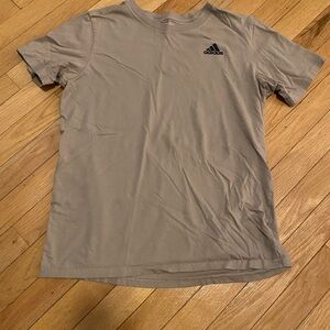 adidas boys Beige Short Sleeve Crewneck Tee with Black Logo